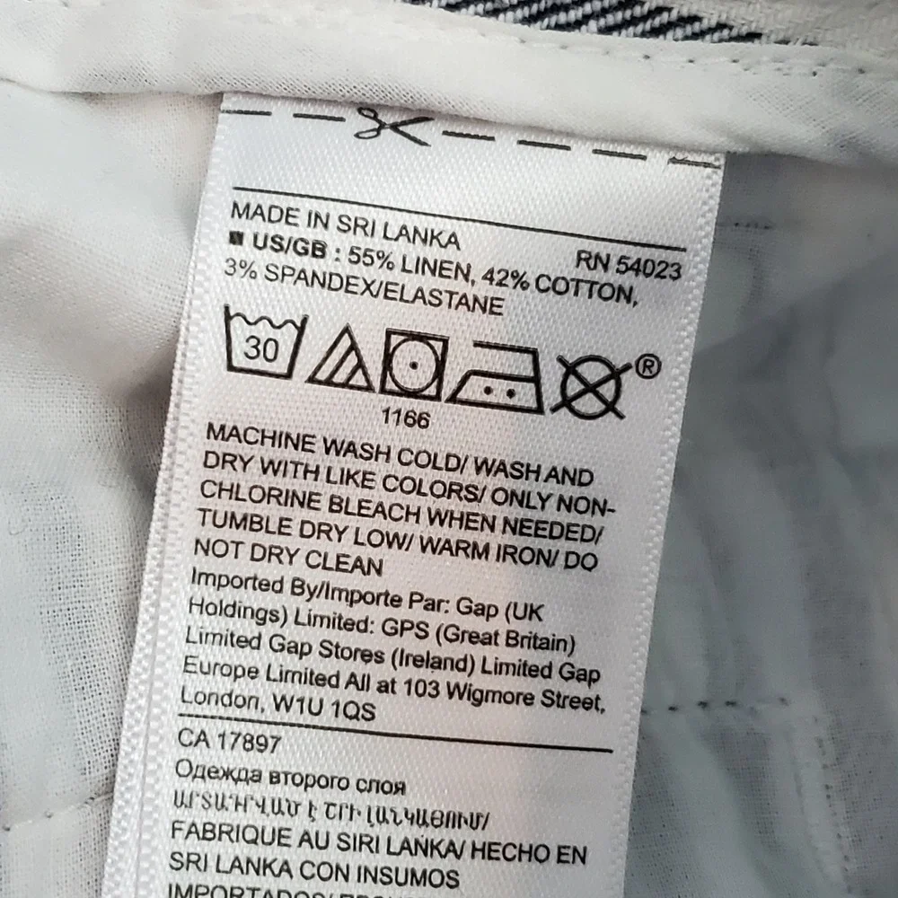 Banana Republic Women Pants 6 White Cotton Linen Striped Dress Pants Avery Slim